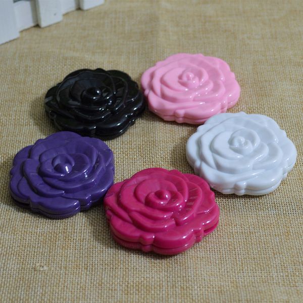 Espelhos compactos mini vintage retro rosa flor forma 3d estéreo dupla face maquiagem cosmética espelho compacto 4 cores escolher 230826