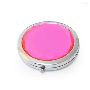 Compact spiegels roze kristal zilveren metalen spiegel dame handtas gevouwen make -up voor mooie bruiloft gunsten / vriendin verjaardagscadeau