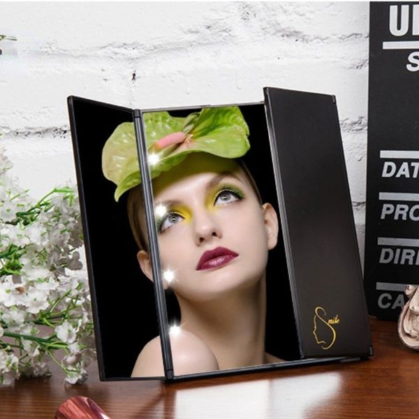 Miroirs compacts Portable lumière LED miroir de maquillage vanité lumières maquillage poche cosmétique main pliant lampe à LED 230520