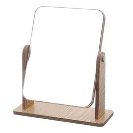 Miroirs compacts vanité rotative miroir en bois table de table de bureau pratique de bureau de bureau femme de maquillage rotatif décoration maison Q240509