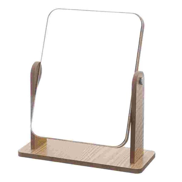 Miroirs compacts vanité rotative miroir en bois table de table de bureau pratique de bureau de bureau femme de maquillage rotatif décoration maison Q240509