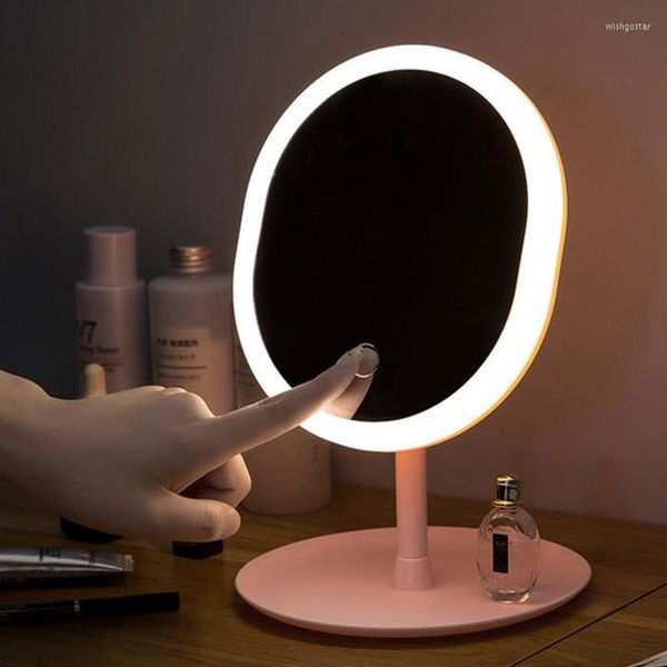 Miroirs compacts variateur tactile avec lumière maquillage coiffeuse miroir cosmétique USB chargeable Angle réglable outil accessori