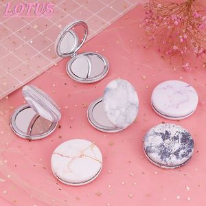 Miroirs compacts TSHOU664 motif marbre Portable Double face miroir pliable poche maquillage miroir femmes filles beauté cosmétique Compact miroir 231102