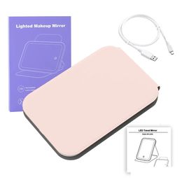 Espejos compactos USB LED Maquillaje con luces Rosa 360 ​​Portátil Plegable Viaje inteligente Maquillaje Espejo de mesa Cosmético Vanidad Miroir Dro Dhi7Z