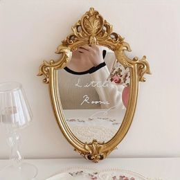 Miroirs compacts Miroir de maquillage vintage avec cadre doré, miroir mural pour chambre à coucher, fournitures de décoration artistique pour la maison, miroir de salle de bain, cadeau de mariage 231116