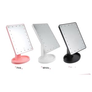 Espejos compactos Venta al por mayor Rotación de 360 grados Touch Sn Espejo de maquillaje con 16/22 luces LED Mesa de tocador profesional Des Dh2Sg