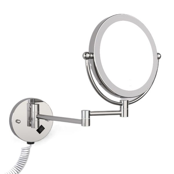 Miroirs compacts avec chargeur sans fil, miroir de maquillage à LED Portable, grossissant mural pour salle de bain avec lumière compacte