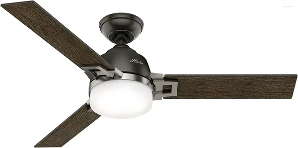 Company 59219 Leoni Ventilateur de plafond intérieur avec lumière LED et télécommande Bronze noble/nickel brossé Petit