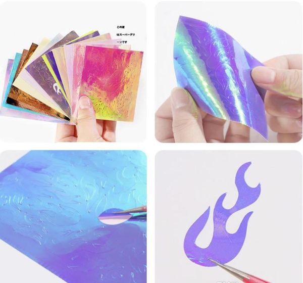 Comparez avec des articles similaires 16 feuilles de feuille Aurora Flame Sticker Holographic Fire Colorful Reflexes Secal Selfadhesive Foils8177714