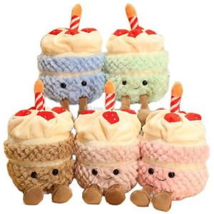 Schattig soft verjaardagstaart pluche speelgoed met kaarsen fruit aardbeien cupcake vorm plushie baby knuffel speelgoed schattige poppen kinderen