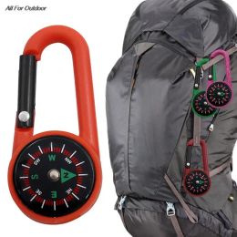 Kompas mini -kompas met haak 2in1 multifunctionele wandelbuikspiegel karabijns gevoelige gids outdoor bergbekleding sleutelring camping tool