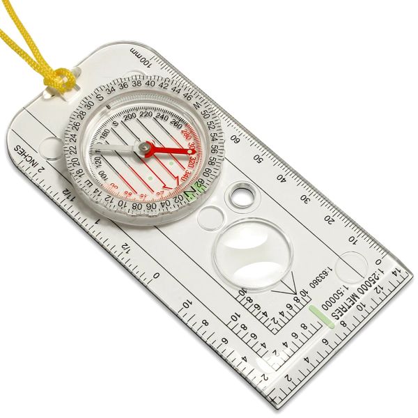 Compass Professional Mini Compass Map Scale Sature Ruler Multifonctional Équipement multifonctionnel Randonnée Camping Survival Guiding Tool