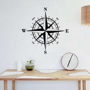 Boussole Rose Sticker Vinyle Autocollant Nautique Mur Art Décor - Directionnel Nord Sud Est Ouest 210705