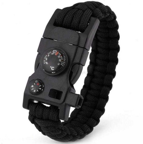 Brújula Llave Termómetro 15In1 Pulsera de supervivencia Multifunción Militar Emergencia Camping Rescate EDC Pulsera Escape Correa de muñeca táctica