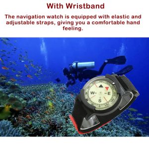 Boussole bracelet compas plongée sous-marine Navigation bande auto-adhésive réglable outil de positionnement rapide montre rotative cadran lumineux