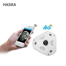 Caméra IP sans fil 4G de remplacement compatible avec caméra 4G LTE Fisheye 4g cam 360 degrés HD application gratuite moniteur à distance depuis smartphone, tablette et ordinateur avec 128G