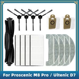 Compatible pour proscénic m8 pro / ultenic d7 robot aspirateur de rechange accessoires latérale brosse principale brosse hepa filtre vadrat