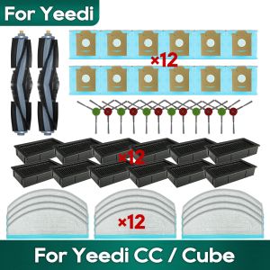 Compatible pour yeedi cc / cube accessoires de pièces de rechange kit robot aspirateur latérale principale brosse hepa filtre mop tissu rag qui essuyer les sacs à poussière
