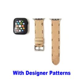 Compatibel met Apple Watch Band Bandjes 49mm 45mm 44mm 42mm 41mm 40mm 38mm Business Pu Leathr Mode L Designer Horlogeband voor iWatch Band Ultra SE Serie 8 7 6 5 4 3 2 1