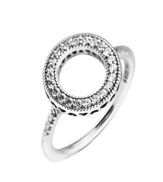 Compatible avec les bijoux anneau argent coeurs de halo anneaux Crystal blanc 100% 925 Bijoux en argent sterling en gros bricolage pour femmes8572637