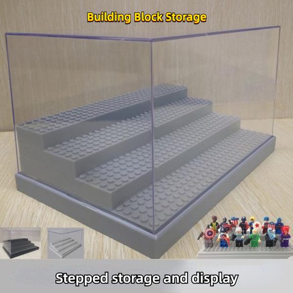 Compatible con LEGO Building Pellet Pantall Pantall Box Square Transparent Doll Almacen de almacenamiento Polvo Cubierta Phantom Ninja