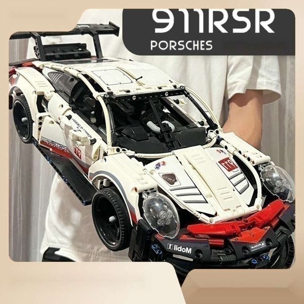 Compatible avec la voiture de sport télécommandée LEGO Porsche 911 Lambo pour adulte, bloc d'assemblage haute difficulté, modèle de course, jouet de luxe, voiture télécommandée