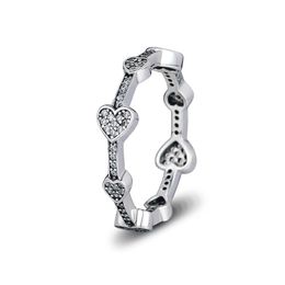 Compatible avec les bijoux Pandora bague en argent Alluring Hearts anneaux avec CZ 100% 925 bijoux en argent sterling ensemble bricolage pour les femmes313R