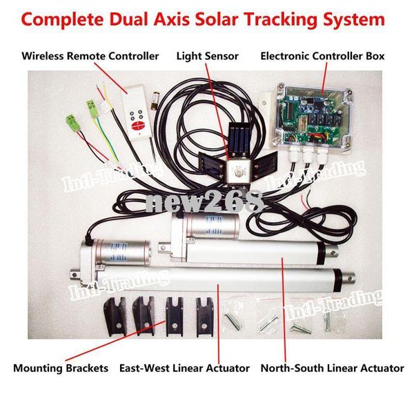 Sistema de seguimiento solar de doble eje completo de envío gratuito - Controlador electrónico de actuador lineal DC 12V 6 