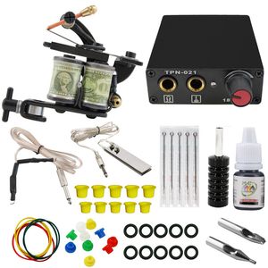 Complete Rotary Tattoo Guns Kit Sets Machine-apparatuur voor Beginner Starter Metallic Naalden Inktvoeding