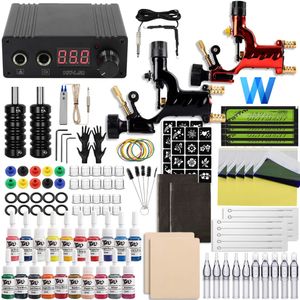 Complete Rotary Tattoo Machine Kit Gun met voeding Naalden Inktset Kits voor artiesten en beginners 240322