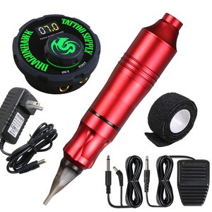 Juego completo de rotuladores para máquina de tatuaje rotativa LCD Power Pedal Surtido de maquillaje permanente RU Fast 220617