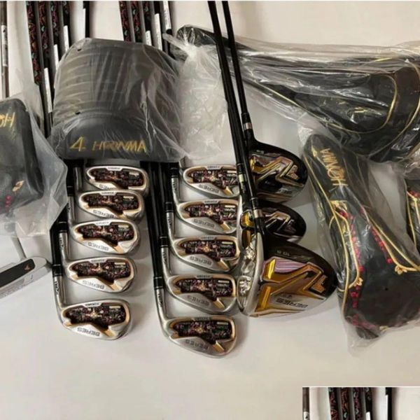 Полный набор клюшек Совершенно новый гольф 4 звезды Honma Beres S-08 Fl Driver Add Fairway Woods Irons Putter R/S/Sr Гибкий вал с головкой Er D Dhay2