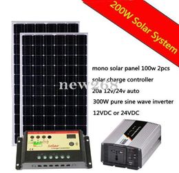 KIT solaire complet 200 W Watt 200 W panneau solaire 300 W onduleur 20A contrôleur de charge solaire 12 V RV bateau hors réseau 2459770