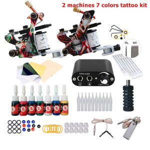 Complete tattoo-pistoolset voor beginners Voeding Inkten Naalden Pistolen Kleine Body Art Machineset Permanente make-up