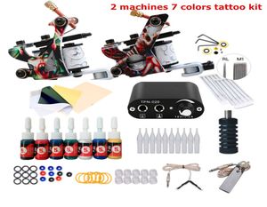 Complete tattoo -pistoolkit voor Beginner Power Supply Inks Naalden Guns Small Body Art Machine Set Permanent Makeup7696840