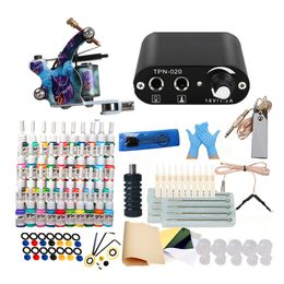 Professionele tatto -kits Topartiest Complete Set Tattoo Machinegeweer Voering en schaduwinkten Pigment Power naalden Tattooing Supply