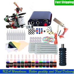 Professionele Tatto Kits Top Artist Complete Set Tattoo Machinegeweer Voering en schaduwinkten Pigment Power Naalden Tatoeëren Supply