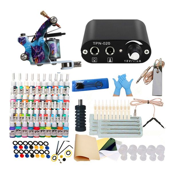 Kits de tatouage professionnel Top Artiste complet Tattoo Machine Gun doublure et ombrage Inks Pigment Power Aigneles Tattooing Supply