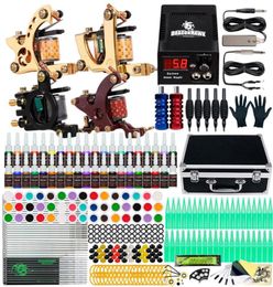 Complete tattoo -kit 4 machinegeweren 40 kleur inkten voeding naalden tips grepen set d139GD16253D4850605