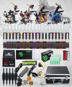 Kit de tatouage complet 4 mitrailleuses 40 encres de couleur alimentation d'alimentation pointe pointes