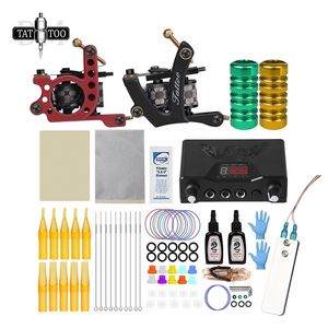 Complete Tattoo Kit Coil Machine Set Voeding Naalden Professional voor Beginner Starter 220624