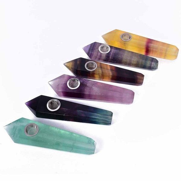 Variété complète Pipes à fumer en cristal de quartz naturel Baguette de pierre d'énergie Guérison Obélisque Points de tour Pipe à tabac en pierre précieuse avec boîte-cadeau Vuodl