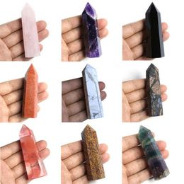 Totaal 46 Volledige variëteit Ruwe gepolijste Quartz Pijler Art Ornamenten Energy Stoid Wand Healing Gemstone Tower Natural Crystal Point