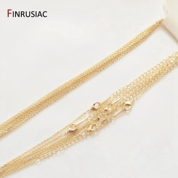 Composants 1,4 mm d'épaisseur 50 cm de longueur réelle chaîne mince en métal plaqué or pour la fabrication du collier, chaîne de bijoux de bricolage en gros en gros