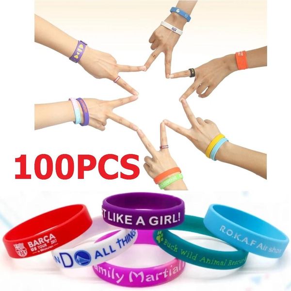 Composants 100 pièces/50 pcs bracelets en silicone personnalisés imprimé bracelet personnalisé bracelet personnalisé avec texte pour fête d'anniversaire, événements