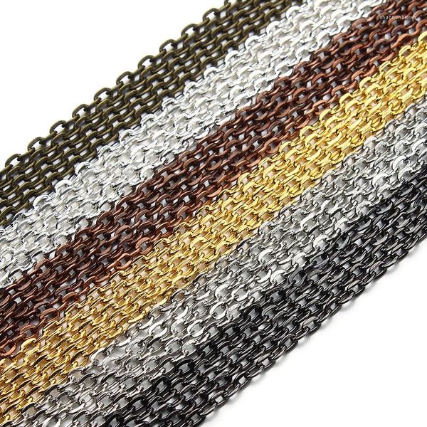 Composants 10 m/lot Rhodium/argent/or/Gunmetal/Bronze Antique couleur collier chaînes en laiton en vrac pour bricolage bijoux faisant des matériaux F712