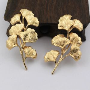 Componenten 2pair Kwaliteit Brass Casted Ginkgo Biloba Bladeren Takken Hangers Charms Stempel Zilvergouden vergulde DIY -sieradenaccessoires