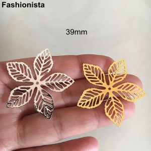 Composants 50 PCS Feuts Caps de perles de fleur de pétale pour artisanat bijou bricolage 39 mm or Silvercolor Metal Filigree Flowers Ornement F