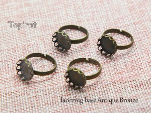 Componenten 50 stks/lot 12 mm messing kan kant verstelbare ringen leeg fit ronde cabochon cameo base setting antieke bronzen diy sieraden maken