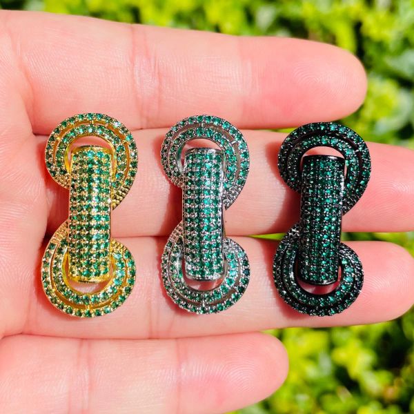 Componentes 5 piezas de circonita verde micro pavé tubo curvado barra espaciadora para mujer pulsera collar fabricación joyería centro accesorios